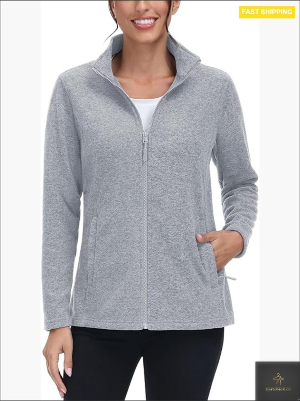 Full Zip Fleece Jacket Lightweight Winter Casual Cozy Soft Warm Mid Layer